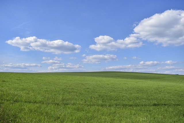 空と草原の写真