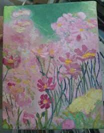 花畑の油彩画
