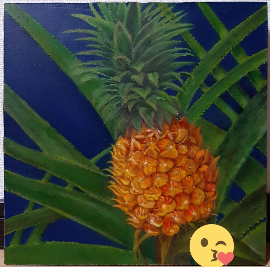 油彩画　パイナップル